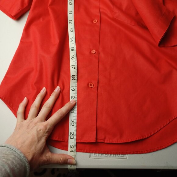 Vintage Levi's Cotton Blend Button Up Top, Tomato Red, Small, Like New Condition - Picture 9 of 11